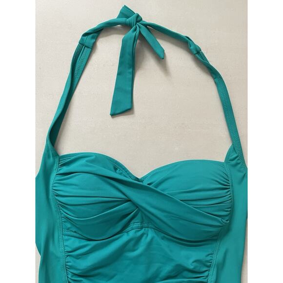 La Blanca Swim One Piece Halter Swimsuit Ruched Swimwear - Picture 3 of 9